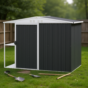 Caseta de Almacenamiento Metálica para Jardín, 8 x 4 pies, Gris Oscuro, con Puerta con Cerradura, para Uso en Exteriores y Patios Traseros - Product Image 2