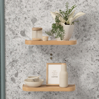 Ensemble d'étagères murales, 2 niveaux, étagères flottantes en placage de chêne |   Décoration murale et rangement pour salle de bain, salon, cuisine