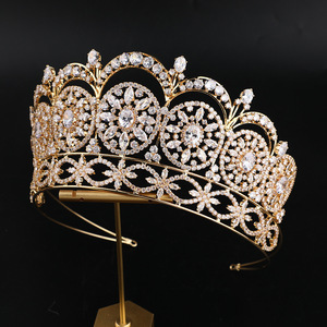 ROMANTIQUE Grand Luxe Pageant Accessoires De Cheveux De Mariage Couronne <span class=keywords><strong>Miss</strong></span> Univers Diamant Zircon <span class=keywords><strong>Diadème</strong></span> - Product Image 1