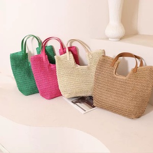 Sac fourre-tout de plage en paille tressée à <span class=keywords><strong>la</strong></span> main pour femme, grand sac décontracté d'été en paille, sac à bandoulière pour <span class=keywords><strong>la</strong></span> plage - Product Image 1