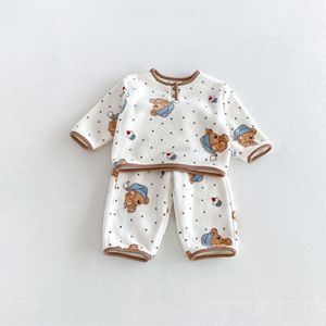 Ensemble pyjama chaud en flanelle doublé polaire style coréen pour filles et garçons, collection automne-hiver 2026 – <span class=keywords><strong>Cardigan</strong></span> et pantalon pour la maison - Product Image 4
