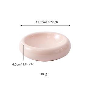 Comedero elevado redondo de cerámica rosa para gatos con logo y color personalizables - Product Image 4