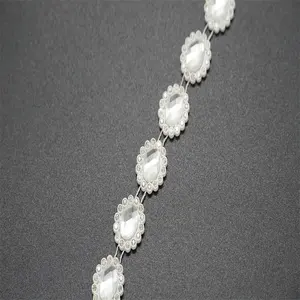 10 yarde/roll strass strass a forma di fiore strass Applique rifiniture in strass perla per la decorazione di indumenti