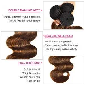 Estensioni di <span class=keywords><strong>Capelli</strong></span> Umani Professionali da Produttore Reale, Ingrosso, Fasci di <span class=keywords><strong>Capelli</strong></span> Umani con Mèches P4/27 Body Wave - Product Image 5
