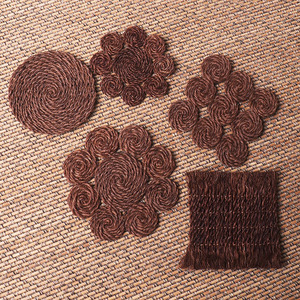 Handmade Palm Fiber Woven Coaster Round <b>Mat</b> Zen Style Heat Insulation Teacup Pad Table Decoration Accessory - Product Image 4