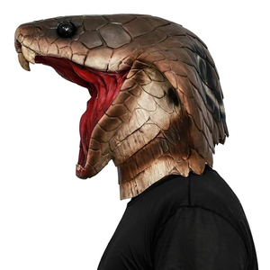 หน้ากากคอสเพลย์งูเห่าสุดหลอน หน้ากากงูทำจากยางลาเท็กซ์เหมือนจริง ครอบคลุมทั้งศีรษะ สำหรับงานคาร์นิวัลและอุปกรณ์ประกอบฉากคอสเพลย์สยองขวัญ - Product Image 2