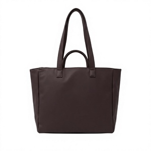 Beena's Vintage Fashion <b>Lady</b> PU <b>Leather</b> Tote <b>Bag</b> with Letter Print Brown Zipper Closure Portable Daily Use - Product Image 1