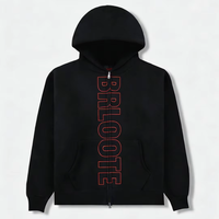 Sweat à capuche zippé Spider Hoodie, personnalisable avec logo, 100% coton, motif lettres automne, coupe régulière pour homme