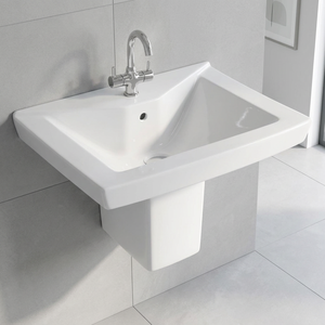 Ensemble de sanitaires en céramique Vinus de couleur blanche, lavabo décoratif à demi-pied, fabriqué en Inde, prix le plus bas - Product Image 2