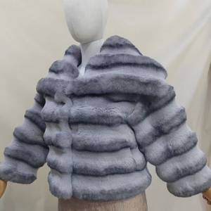 Cardigan invernale di alta qualità da donna imitazione viola blu <span class=keywords><strong>pelliccia</strong></span> sintetica reversibile doppio petto alla moda XL autunno primavera - Product Image 4