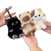 Porte-clés en peluche chat Dwen Dwen mignon, poupée animal en peluche de 15 cm, pendentif chat doux et moelleux pour cadeau d'anniversaire pour enfants
