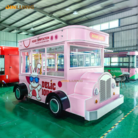 JINLIJING Usine Nouveau 16ft Rose Café Bus Remorque En Plein Air Mobile Cuisine Stree Fast Food Camion Chariots Sur Roues