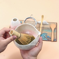 Ensemble de 8 bols à matcha en céramique ESTICK, Chawan à bec verseur, glaçure cristalline, vaisselle à thé pour la préparation du thé japonais