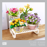 LOZ Assemblage de microparticules Simulation Jouet de construction Plante verte Ameublement de maison avec fleurs de cerisier Bouq de fleurs en pot