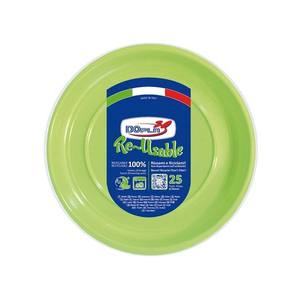 LOT DE 25 ASSIETTES EN PLASTIQUE DIAM. 22CM, VERT ACIDE - Product Image 1