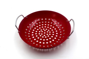Cesta de barbacoa para acampar al aire libre, sartén antiadherente, barbacoa, <span class=keywords><strong>Wok</strong></span> redondo con doble mango - Product Image 3