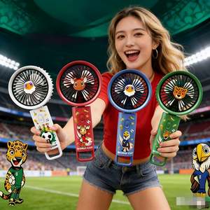 Ventilateur portable pour la Coupe du Monde de Football 2026, rechargeable par USB, petit ventilateur pliable à 3 vitesses avec base à boucle de suspension - Product Image 3