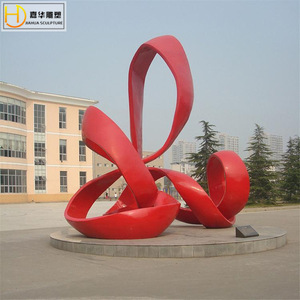 Sculpture géométrique abstraite en acier inoxydable Jiahua, installation artistique faite à la main pour l'extérieur, à poser au sol - Product Image 2