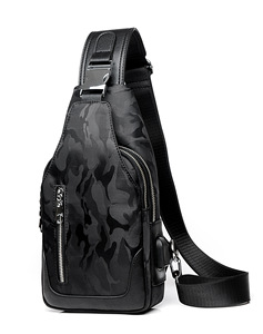 Black Camouflage Men's Chest Bag Crossbody <b>Sling</b> Bag Multi Pocket Single Shoulder <b>Pack</b> for Daily Outdoor Travel - Product Image 1