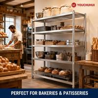 Équipement de cuisine commerciale, étagères de préparation alimentaire, acier inoxydable 304 201, étagère à 5 niveaux pour utilisation en cuisine d'hôtel