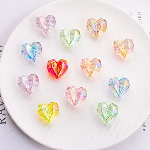 UV Plated Heart Shape Acrylic Beads Chunky Beads for Jewelry Making Phone Case Keychain Ornament