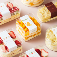 Boîte d'emballage ronde transparente en plastique rigide pour gâteau aux fruits, dessert, mousse aux fraises, avec couvercle