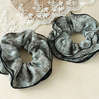 Nouvelle élastique à cheveux vintage multicouche à motif floral, style 'Fat Sausage Ring', avec tête boule, durable, en caoutchouc tendineux à basse résistance, pour une sensation haut de gamme