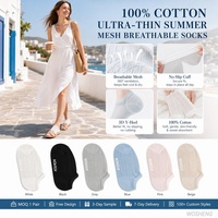 Chaussettes de cheville en maille d'été pour femmes, personnalisées OEM, en soie cristalline tricotée, ultra-fines, respirantes, à séchage rapide, antibactériennes, en mélange de coton