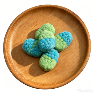Caramelle Gommose Ovali Bicolore Blu-Verde con Rivestimento Zuccherato, Gusto Frutta, Etichetta Privata OEM ODM Halal, Caramelle Morbide per Bambini - Product Image 3