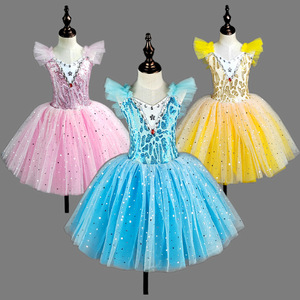 Maillot de Ballet con Lentejuelas Brillantes para Niñas, Vestido Maxi de Tul Rosa y Azul para Fiesta de <span class=keywords><strong>Navidad</strong></span>, Disfraz para Competencia de Danza Lírica Infantil - Product Image 1