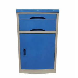 Mesa auxiliar azul de ABS para cama de hospital con cajón y puerta para uso en salas médicas y residencias de ancianos - Product Image 1