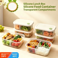 Nouvelles Tendances : Boîte à lunch en silicone haute transparence, compatible micro-ondes, boîte bento, récipient pour repas diététiques, boîte de conservation alimentaire