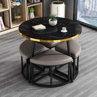 Ensemble de table à manger ronde moderne, style sud-américain, chaise en acier carbone, gain de place, pour la maison, la chambre, le salon ou le restaurant