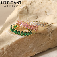 2023 nouvelle mode polyvalent anneaux 18k plaqué or cuivre incrusté Zircon ovale ouverture réglable anneau pour les femmes