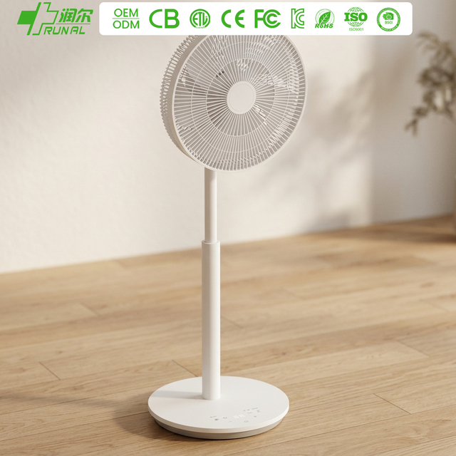 RUNAL 14 Inch Electric Rechargeable Battery Smart Remote Control Oscillating Air Circulating Standing Fan with Tuya App