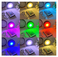 Base lumineuse LED rechargeable noire en bois, support rond pour pierres aromatiques, cristaux, verre, art DIY, veilleuse décorative