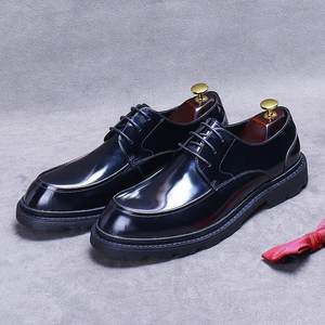 Zapatos de cuero genuino de diseñador de punta redonda de moda, zapatos de suela gruesa con cordones de talla grande 46 para hombres, zapatos de vestir Oxford para hombres 2024 - Product Image 4