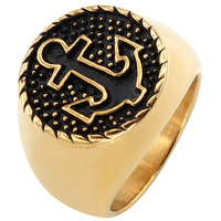 Bague en acier inoxydable pour hommes, bijoux fins, tendance Hip Hop, motif ancre de Pirate, vente en gros
