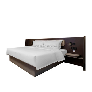 Modern Boutique Hotel Bedroom Furniture Set Custom King Size MDF <b>Panel</b> Wooden Bed Frame with Upholstered <b>Headboard</b> & Nightstands - Product Image 4