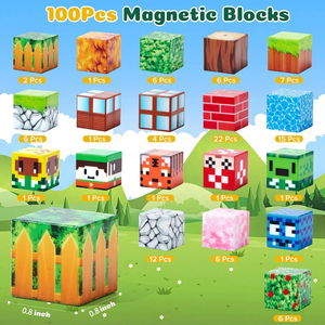 Jouet de construction magnétique en plastique sur <span class=keywords><strong>le</strong></span> thème de la forêt, cubes de 2,0 cm, pour les enfants de 3 à 5 et 7 ans, ensemble de 100 pièces, <span class=keywords><strong>jeu</strong></span> sensoriel STEM, garçons et filles - Product Image 6