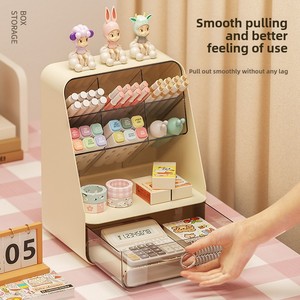 Single-Tier Máy tính để bàn hộp lưu trữ ngăn kéo nghiêng tổ chức kệ cho phòng khách tiêm đúc nhựa mỹ phẩm trang điểm phong cách - Product Image 4