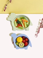 Ensemble d'alimentation pour enfants en silicone écologique sans BPA en forme de dinosaure, lavable au lave-vaisselle, réutilisable, souple et non toxique