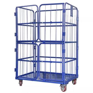 <span class=keywords><strong>Cage</strong></span> de sécurité à roulettes en treillis métallique pliable pour stockage industriel