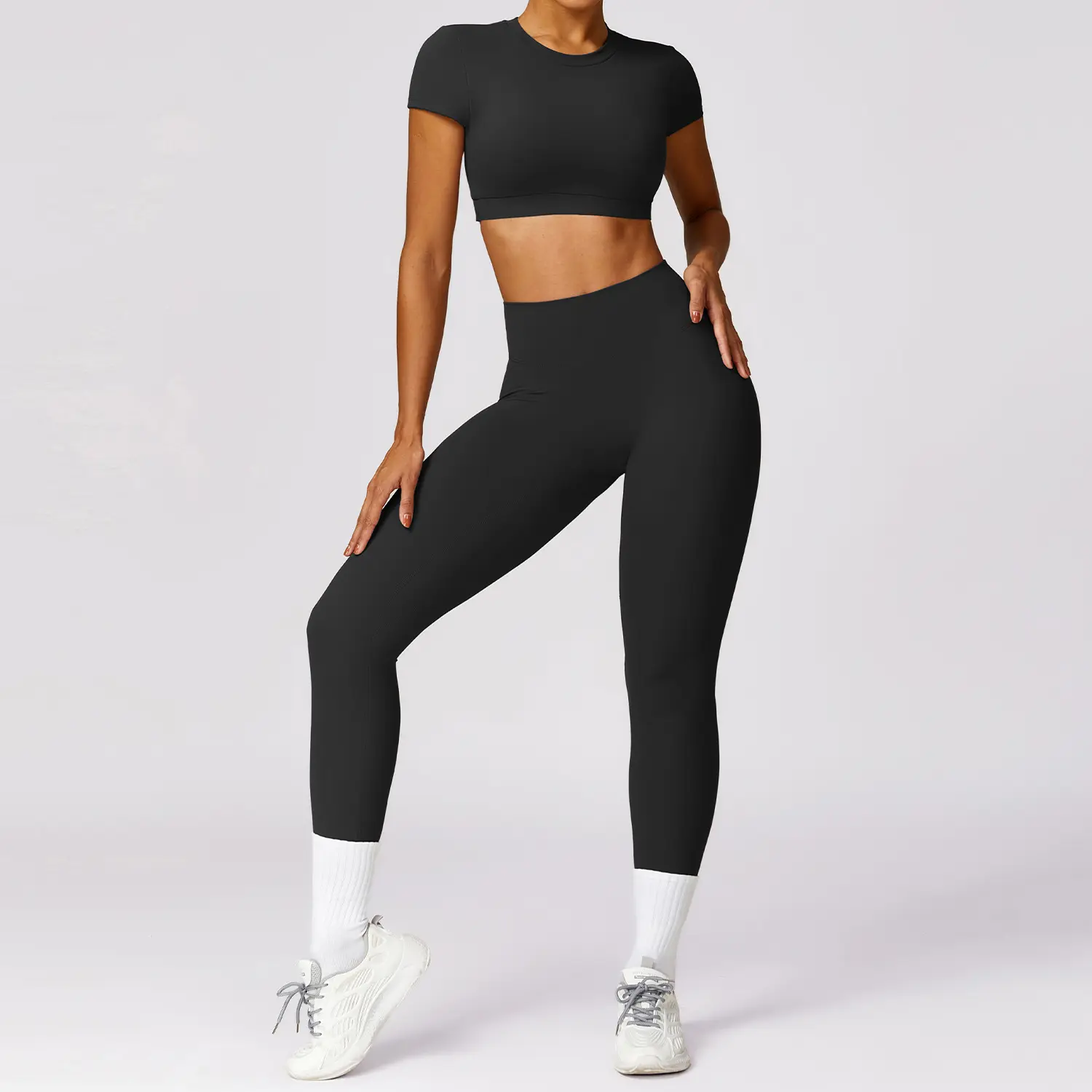 YYoga Wanita Set Logo kustom mode panas pakaian aktif pakaian seksi Yoga olahraga atasan pakaian Gym latihan wanita Yoga gym kebugaran Set