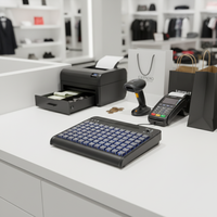 Keyboard POS Berkualitas Tinggi USB KB84N 84-Key Keyboard Kasir yang Dapat Diprogram dengan Pembaca Kartu Magnetik untuk Sistem POS