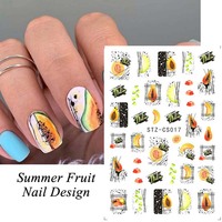 Klein Blue Flaming Fruit 3D Nail Art Tattoo Sticker Nouveau Design Facebook Autocollant Adhésif pour la Beauté des Ongles en Plastique
