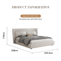 Cadre de lit moderne rembourré en tissu, en bois massif capitonné avec hauteur interne réglable, design King/Queen Size
