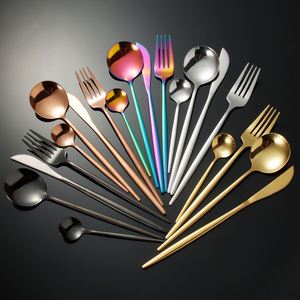 Gold Spoon and Fork Stainless Steel Eco-friendly Light Luxury Retro Cutlery Set Mirror Polish 24PCS with <b>Gift</b> Box for Wedding - Product Image 3