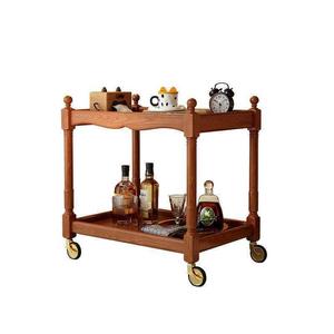 Pháp phong cách retro rắn gỗ di chuyển bàn cà phê phòng khách sofa bên bảng với điện thoại di động xe đẩy lưu trữ giá - Product Image 5