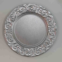 Assiettes de charge réutilisables baroques rondes en plastique or argent rose or de 13 pouces élégantes pour la décoration d'événement, de fête et de mariage